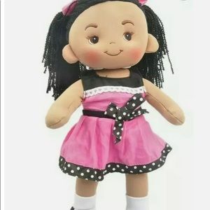 New Linzy Freya Handmade Fabric Rag Plush Doll with Pink Dress 16" inch tall